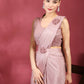 Pink Imported Crush Lycra Texture Pattern Ready to Wear Saree with stitched Blouse - Nirvana | Swadesiicart