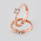 VOJ Stainless Steel Cubic Zirconia Rose Gold-Polished Adjustable Ring Set for Couple | Swadesiicart