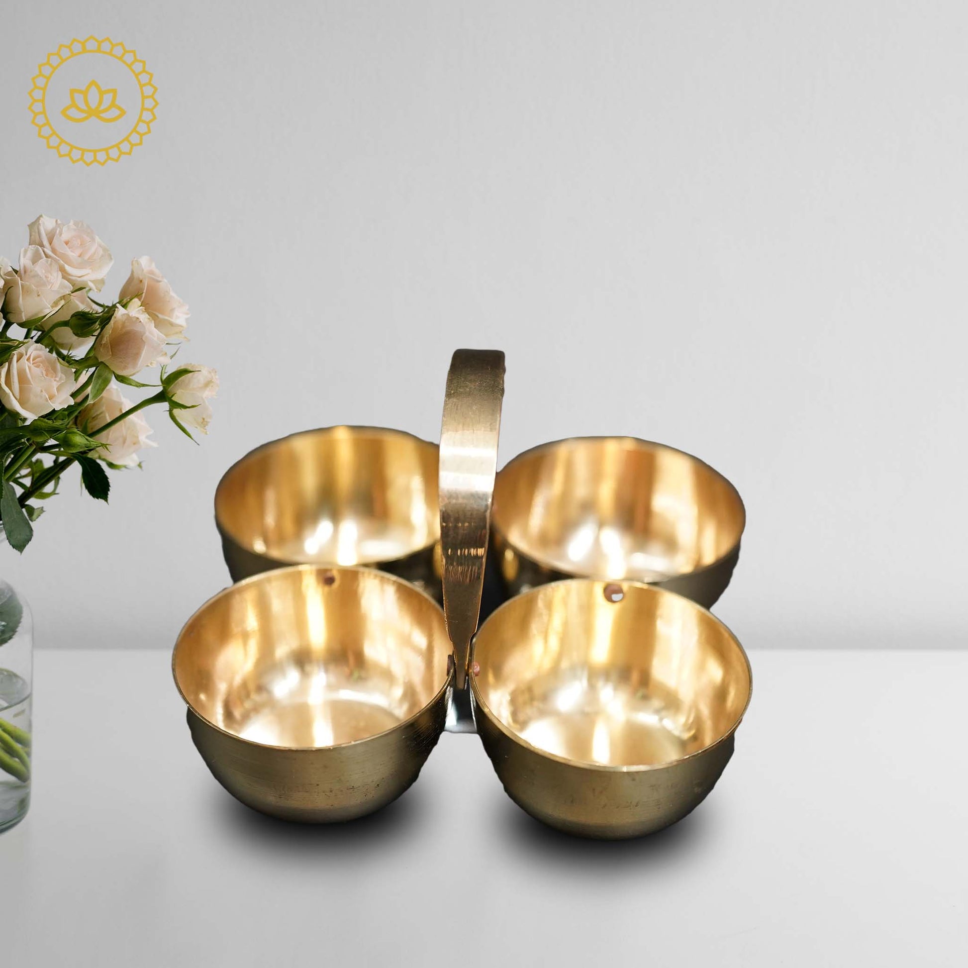 Brass Chowmukh Haldi Kumkum Holder - Swadesiicart