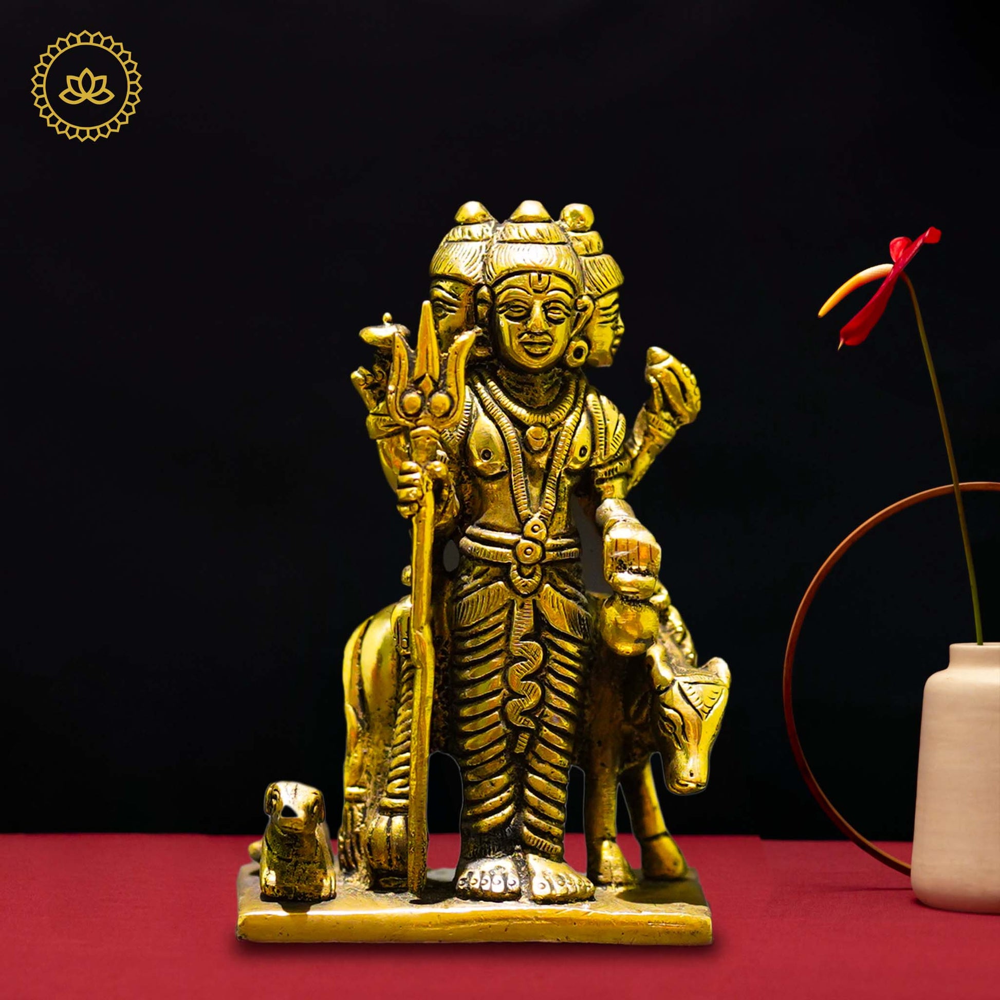Brass Dattatreya Idol - Divine Unity of Brahma, Vishnu, and Shiva - Divine India Art