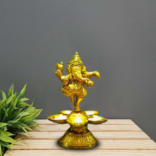 Brass Ganesha Deepa - Divine India Art