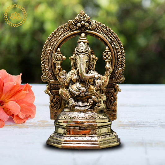 Brass Ganesha Idol - Divine Remover of Obstacles and Bestower of Fortune - Divine India Art