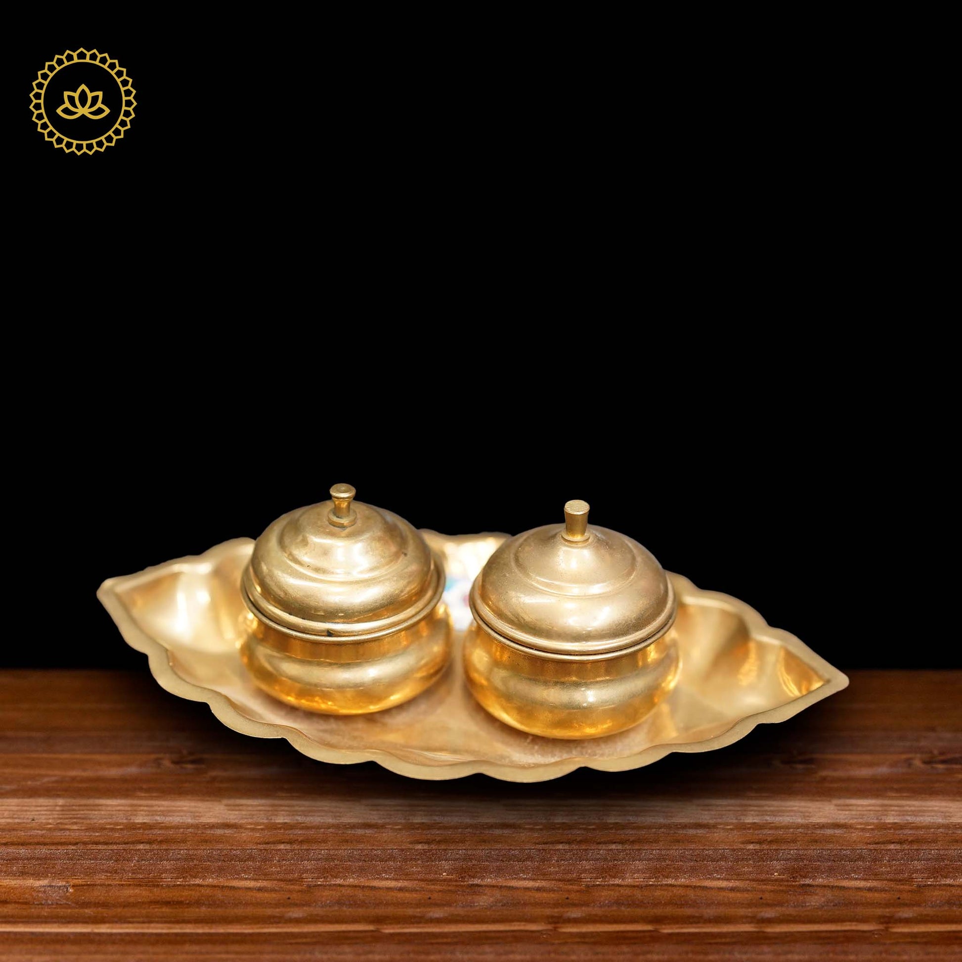 Brass Haldi Kumkum Holder - Swadesiicart