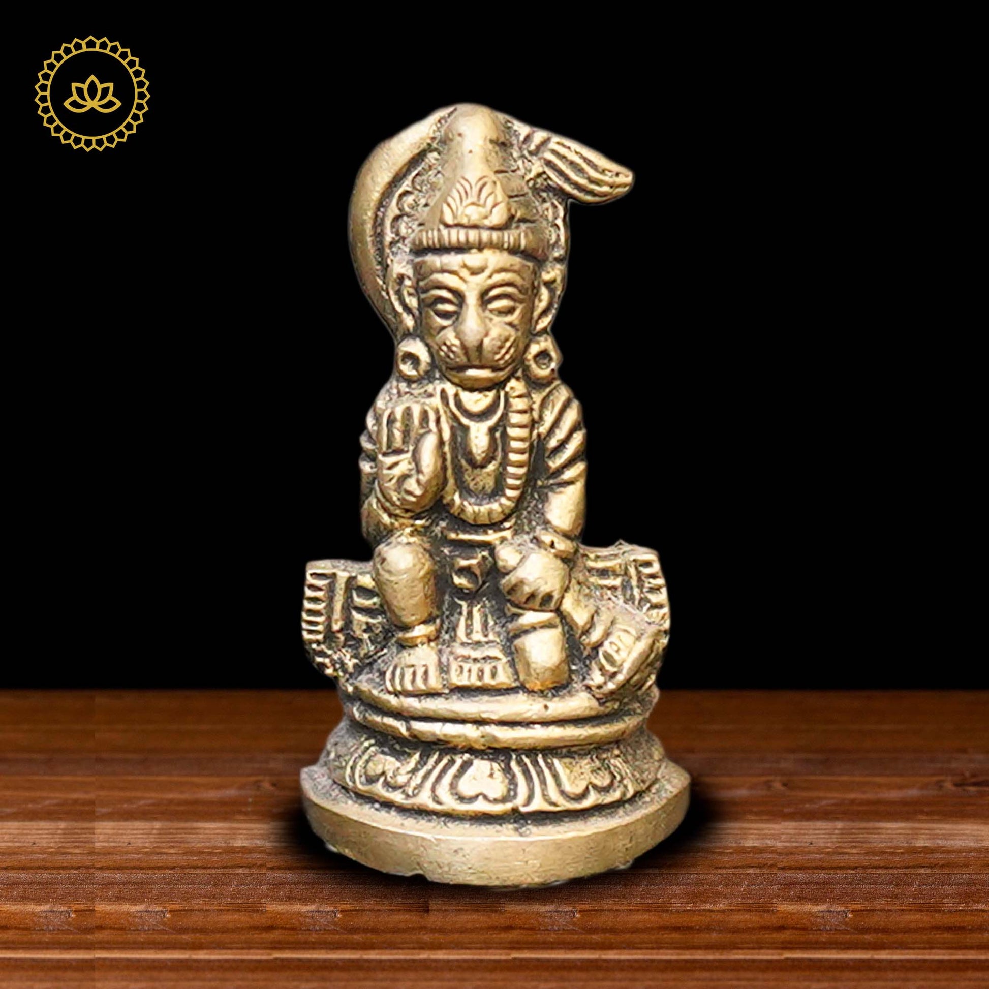 Brass Hanuman Sitting Idol - Divine India Art