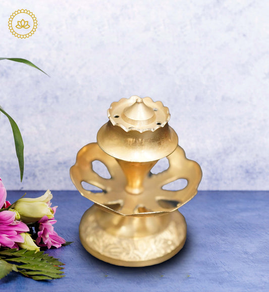 Brass Hibiscus Flower Agarbatti Stand - Swadesiicart