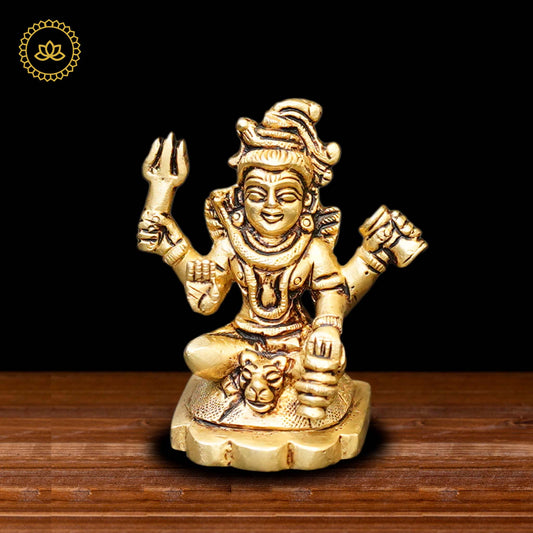 Brass Ishwar Sitting Idol - Divine India Art
