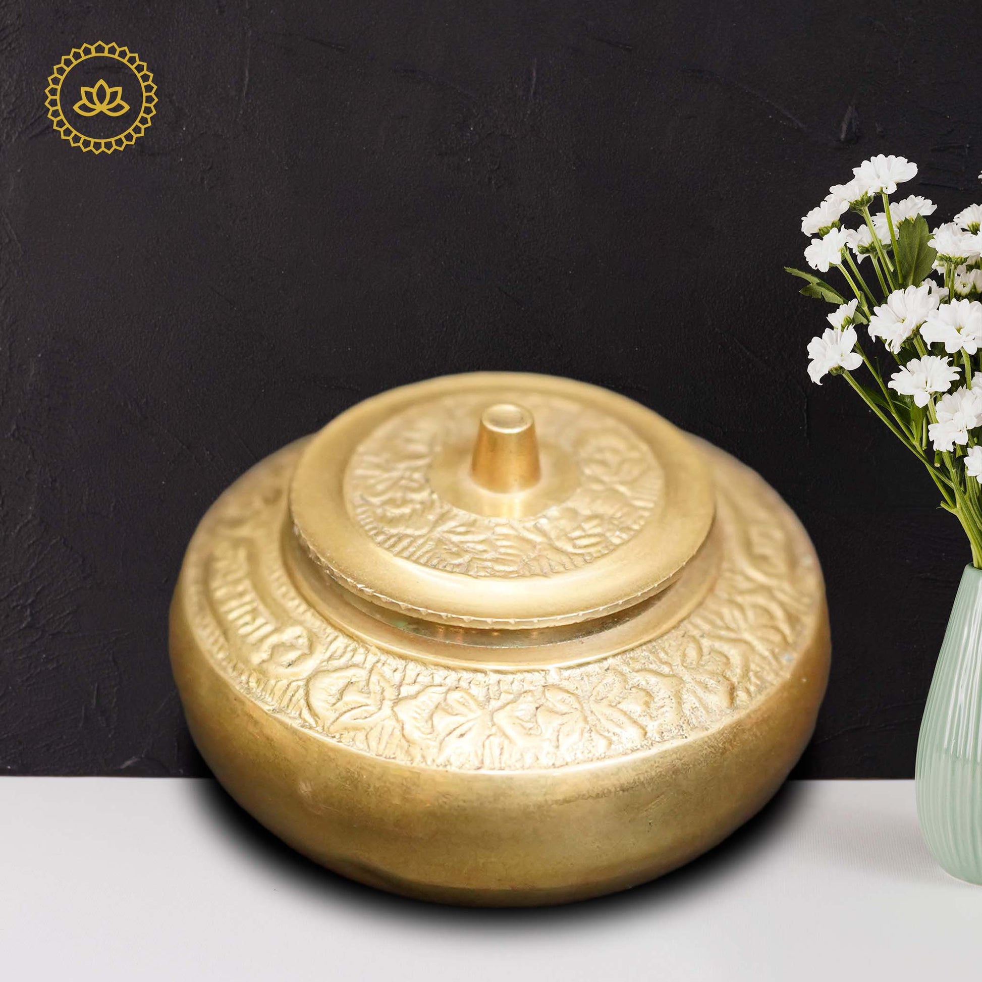 Brass kumkum Box - Swadesiicart