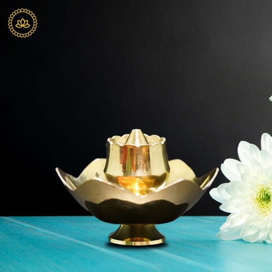 Brass Lotus Agarbatti Stand - Divine Fragrance and Serenity for Homes - Divine India Art