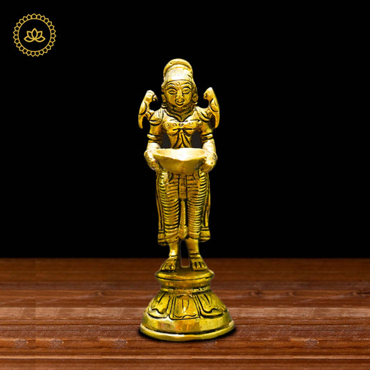 Brass Malli Deepa - Divine Illumination for Spiritual Seekers - Divine India Art