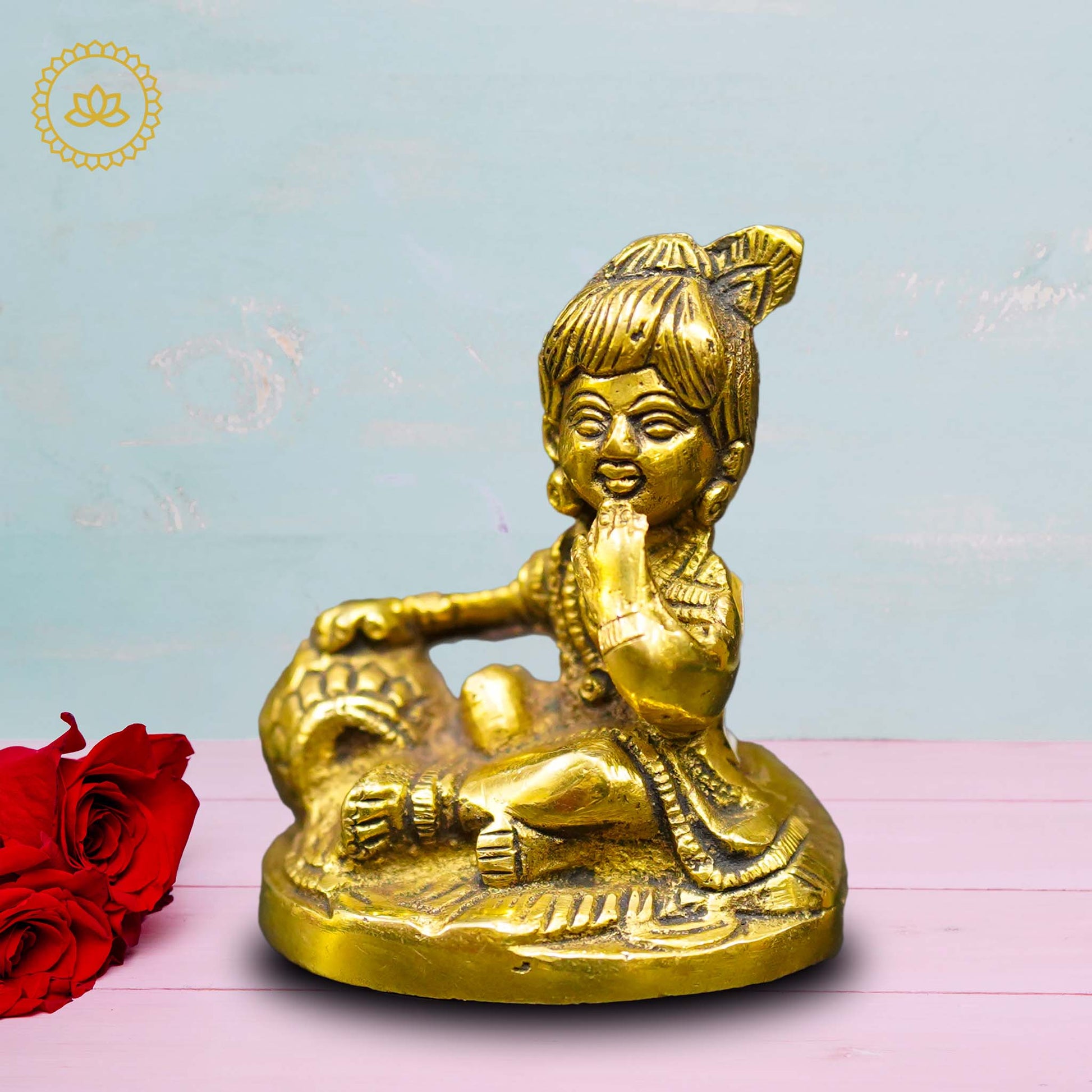 Brass Mukhan Krishna Idol: A Divine Delight - Divine India Art
