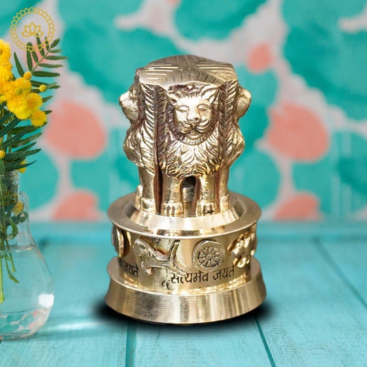 Brass National Emblem Idol - Divine India Art