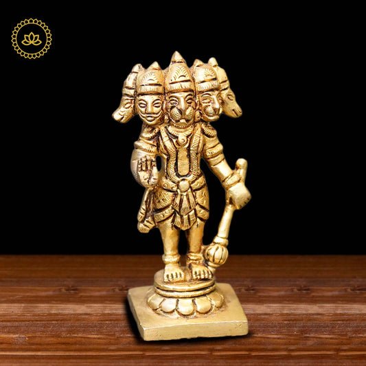 Brass Panchamukhi Hanuman Idol - Divine India Art