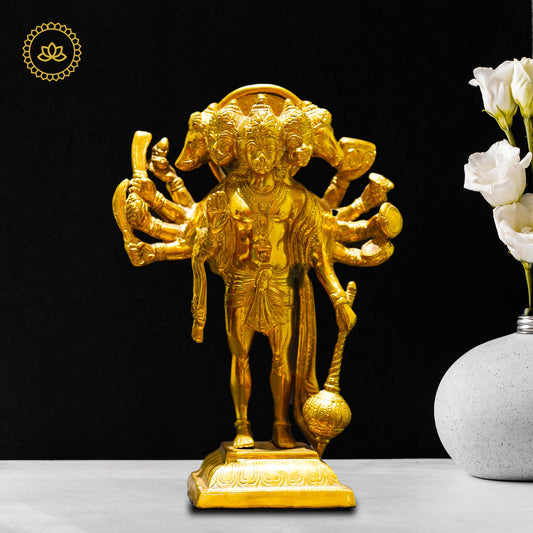 Brass Panchmukhi Hanuman - Powerful Symbol of Strength and Devotion - Divine India Art