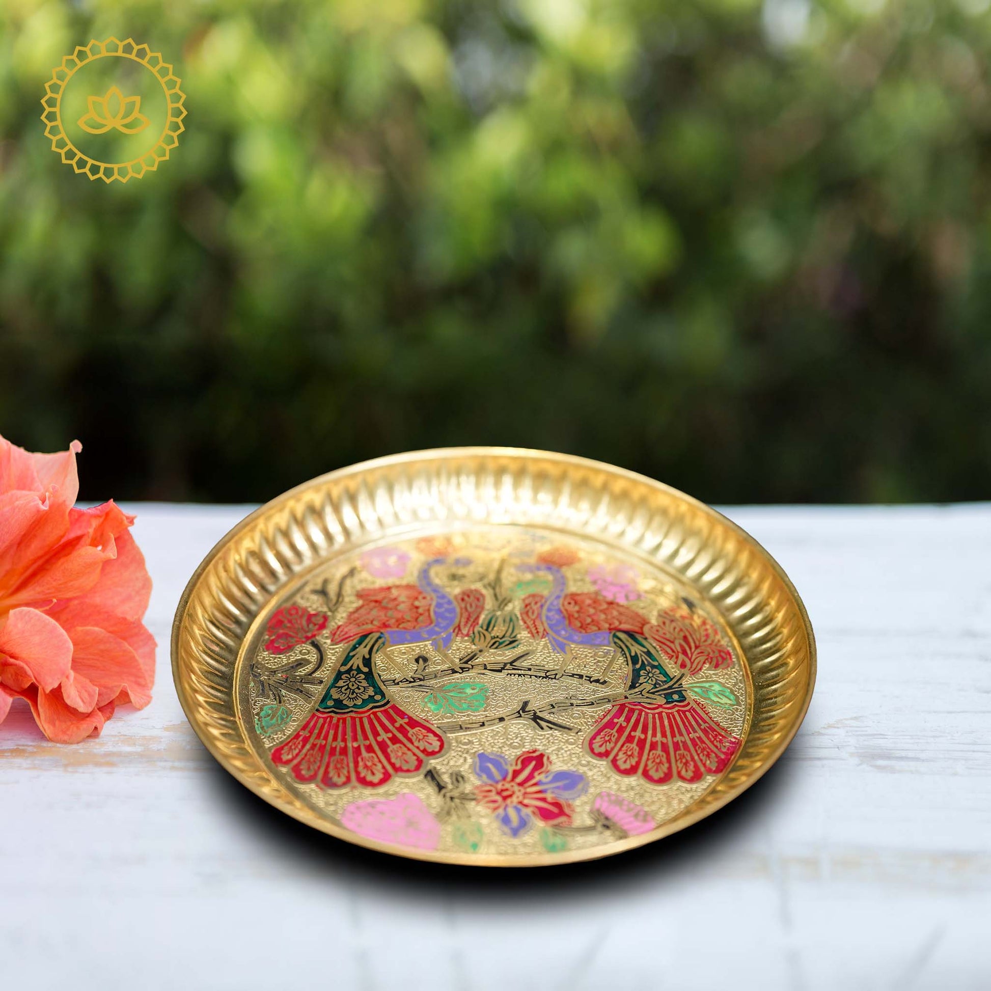 Brass Peacock Design Plate - Swadesiicart
