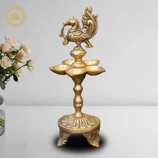 Brass Peacock Oil Wick Diya - Swadesiicart
