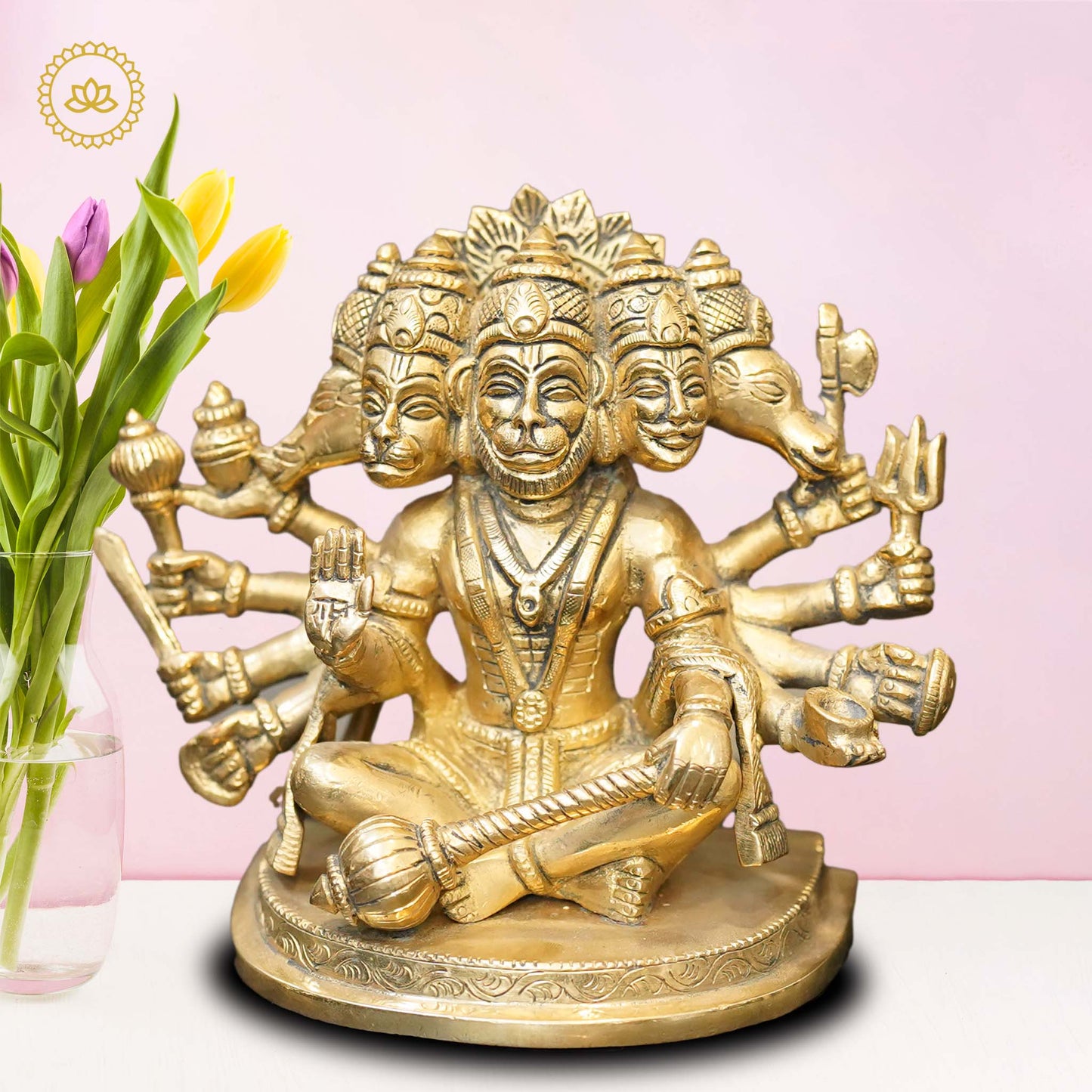 Brass Punchamuki Hanuman - Divine India Art