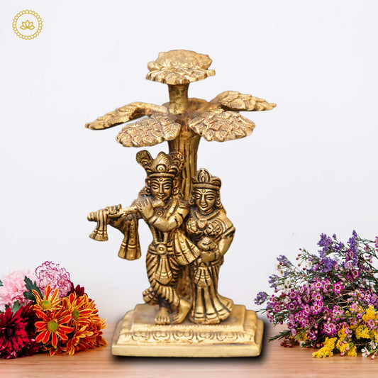 Brass Radha Krishna Idol - Divine India Art