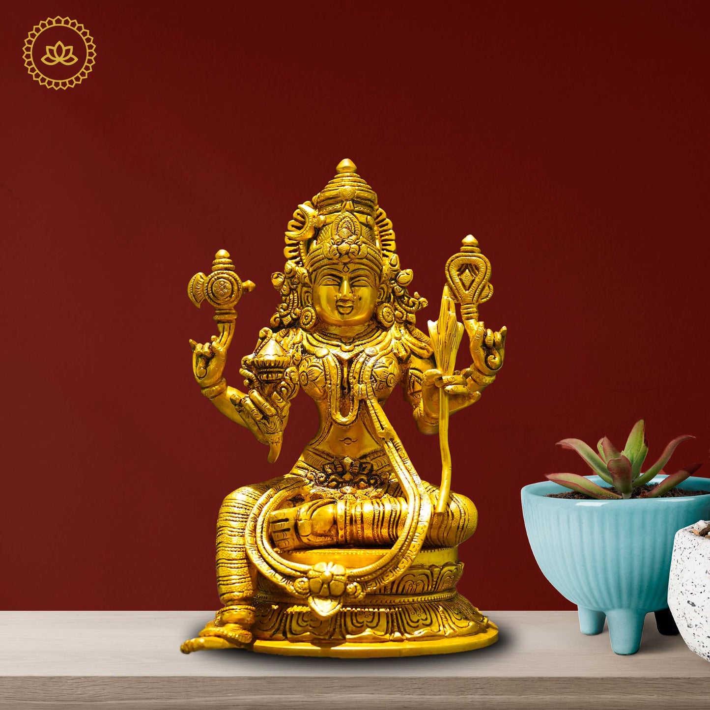 Brass Raja Rajeshwari Idol - Divine Empress of Cosmic Power and Grace - Divine India Art
