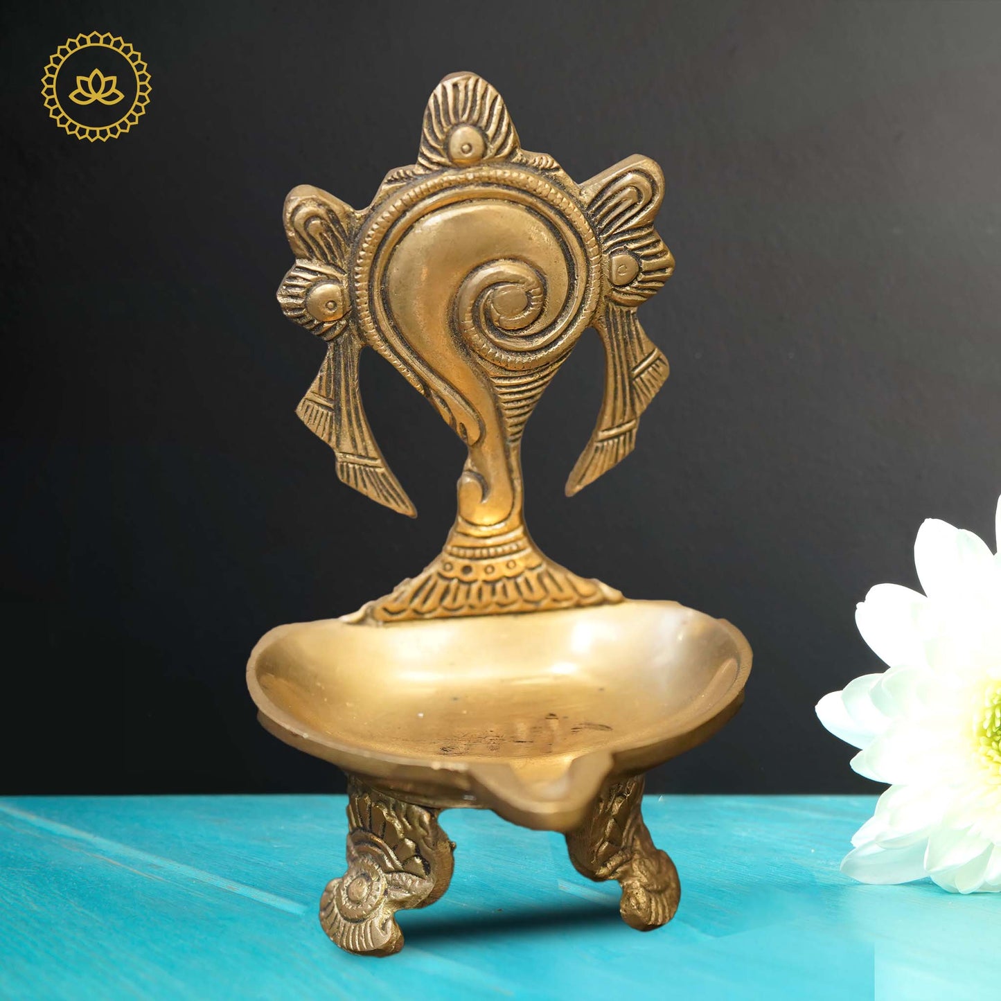 Brass Shankh Diya - Swadesiicart