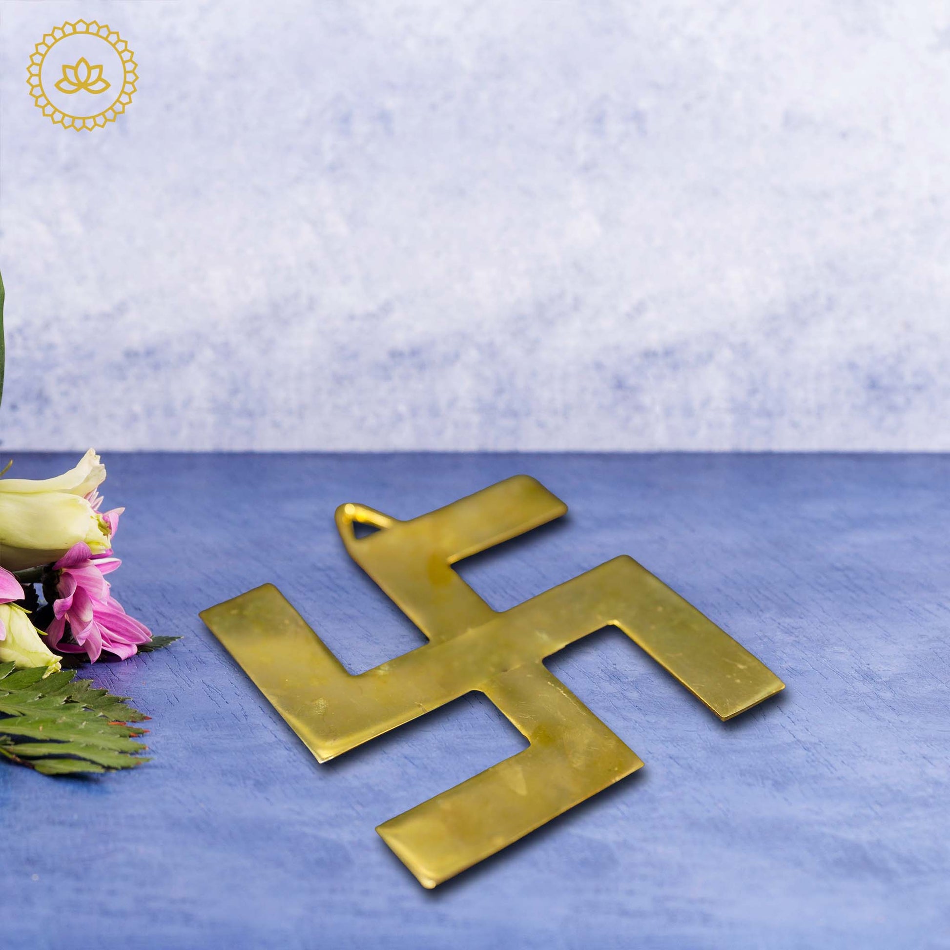 Brass Swastik: Auspicious Emblem for Homes - Divine India Art