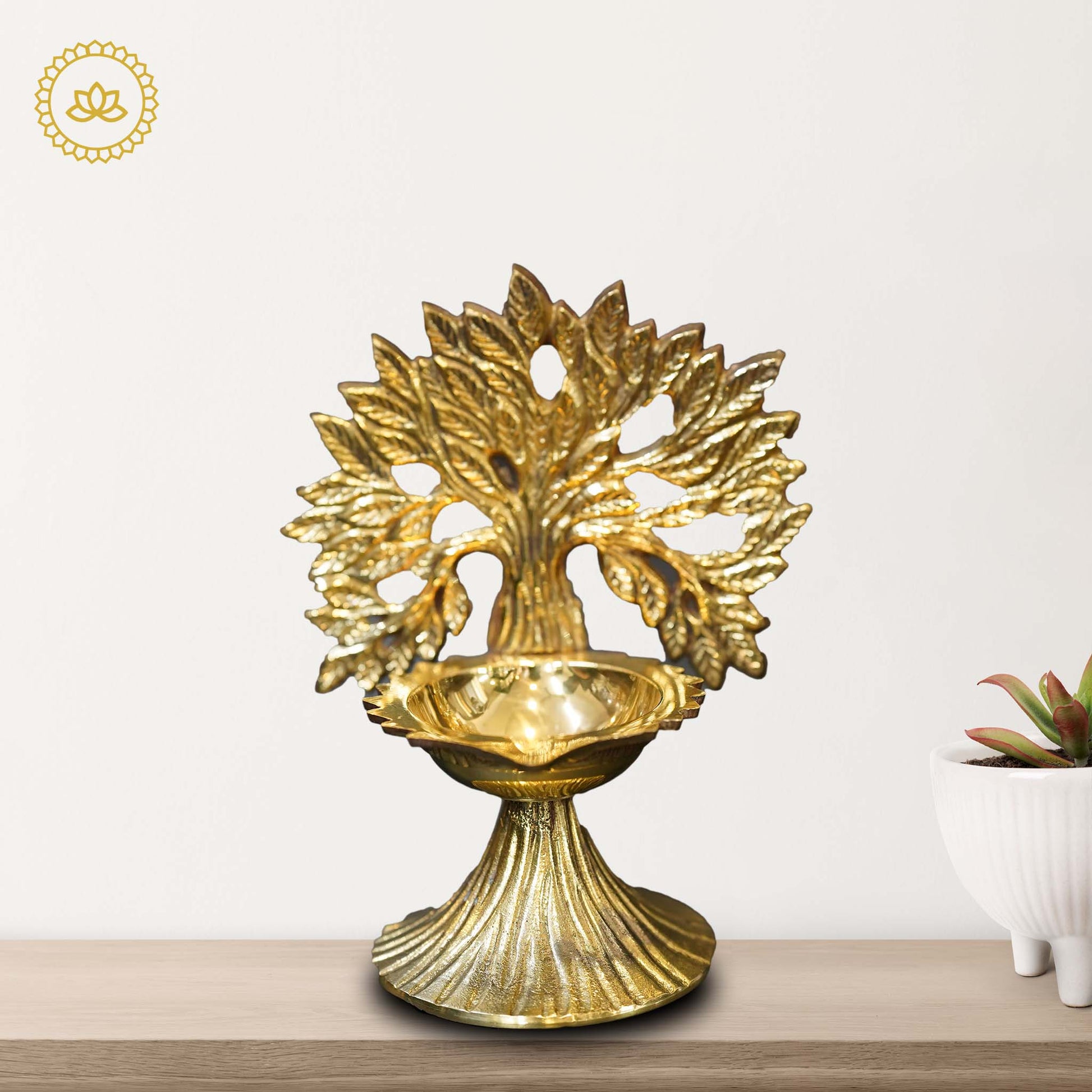 Brass Tree Design Diya - Swadesiicart