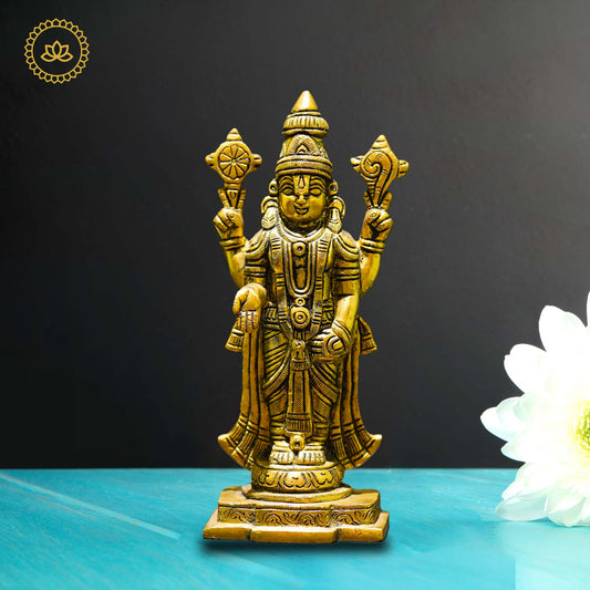 Brass Venkatramana Statue - Divine Blessings for Homes - Divine India Art
