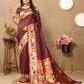 Lorenvalley Fashion Brown Soft Paithani Silk Woven Design Rich Zari Meenakari Weaving Saree - Swadesiicart