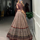Lorenvalley Brown Tussar Silk Bandhej And Ajarakh Print Lehenga Choli with Dupatta | Swadesiicart