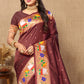 Lorenvalley Fashion Brown Soft Paithani Silk Woven Design Rich Zari Meenakari Weaving Saree - Swadesiicart