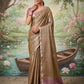 Anaita Brown Tissue Saree With Blouse
