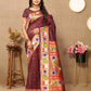 Lorenvalley Fashion Brown Soft Paithani Silk Woven Design Rich Zari Meenakari Weaving Saree - Swadesiicart