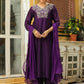 Janasya Purple Silk Blend Yoke Embroidery Kurta,Bottom & Dupatta | Swadesiicart