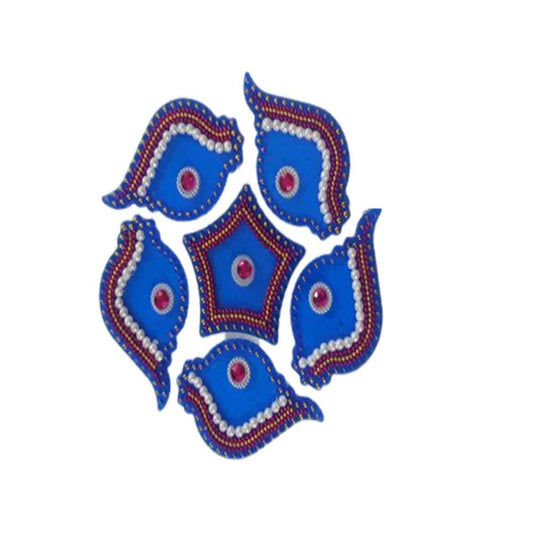 Kundan HandiKrafts Handcrafted Skyblue Colour Kundan Rangoli - Aahana - The Bliss Store