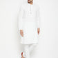 Even Apparels White Viscose Long Men's Kurta With Band Collar | Swadesiicart