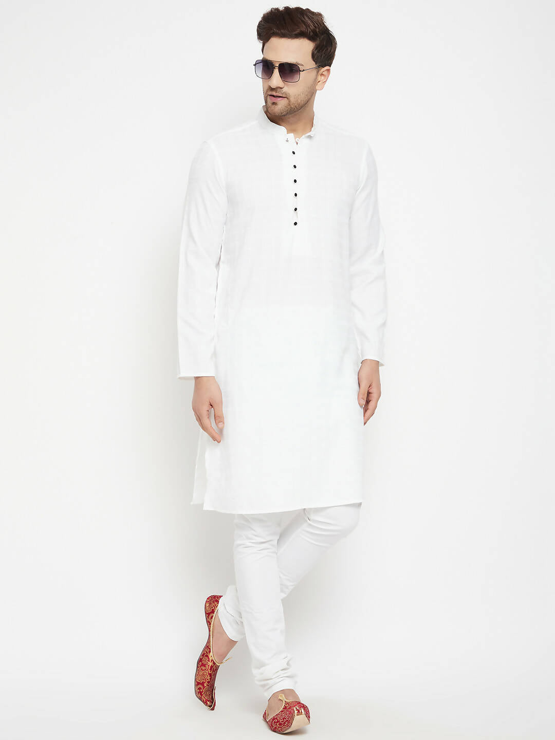 Even Apparels White Viscose Long Men's Kurta With Band Collar | Swadesiicart