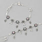 VOJ Set of 2 Silver Plated Flower Shaped Stone Studded Anklet - Swadesiicart