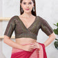 Joban Fashion Black Brocade Elbow Sleeveless Back Open Blouse - Swadesiicart