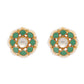 Nuyug 22K Gold-Plated Green Kundan Studded & Pearls Beaded Floral Shaped Studs | Swadesiicart