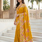 Aastha Fashion Mustard Premium Russian Silk Designer Floral Position Print Saree