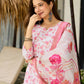 The52 Pink Women's Beautiful Printed Silk Blend Fabric with Straight Kurta, Pant and Dupatta Set - Swadesiicart