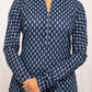 FIORRA Women's Floral Printed Navy Blue Cotton A-Line Kurta - Swadesiicart
