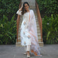 Indian Clothing Malishka Women White Cotton Floral Printed Kurta Pant & Dupatta Set - White - Swadesiicart
