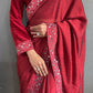 Vastranavya Red Rangoli Silk Real Mirror work with Swarovski work Ready to Wear Saree | Swadesiicart