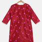 Ahalyaa Red Poly Silk Straight Printed Kids Kurta Palazzo Set For Girls | Swadesiicart