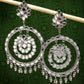 NVR Women's Silver-Toned Mirror Work Oxidised Contemporary Drop Earrings | Swadesiicart