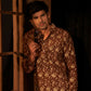 Brown Modal Silk Designer Printed Men's Kurta Set - Mahotsav