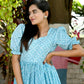 Jyoti Fashion Women's Sky Blue Bandhej Print with Crush Pleating Muslin Anarkali Dress | Swadesiicart