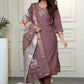 Lorenvalley Fashion Burgundy Roman Silk Hand Work Kurta Pant with Dupatta - Swadesiicart