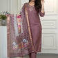 Lorenvalley Fashion Burgundy Roman Silk Hand Work Kurta Pant with Dupatta - Swadesiicart
