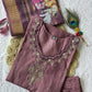Lorenvalley Fashion Burgundy Roman Silk Hand Work Kurta Pant with Dupatta - Swadesiicart